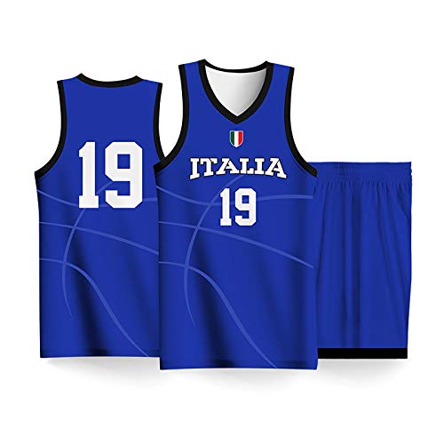 JIUGUAN Conjunto De Uniforme De Baloncesto，Jerseys De Baloncesto Ropa De Entrenamiento de Diferentes países, Sudadera De Transpirable Absorbente De Sudor，Personalización de Soporte 3XL Italia(Azul)