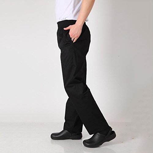 Jiyaru Pantalón de Cocina con Goma en Cintura Pantalón de Trabajo Elástico Pantalones de Chef L