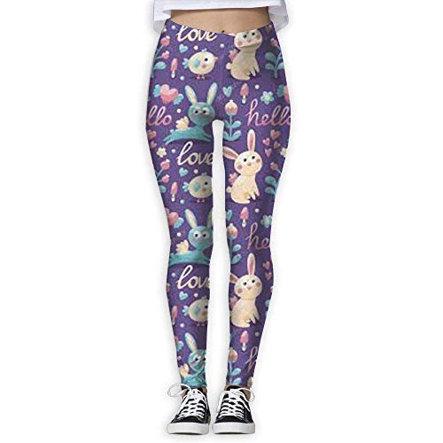 JJsister Pantalones de Yoga, Women's Hello Bunny Printed Leggings Full-Length Yoga Workout Leggings Pants Soft Capri