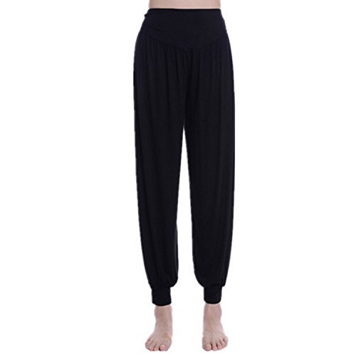 JLTPH Mujer Pantalones de Yoga Anchos Sólido Color Largos Baggy Pantalones Elásticos Fitness Algodón Modal Harem Danza Deportivo Pantalón Polainas