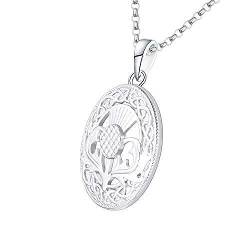 JO WISDOM Collar Cardo Escocés de Plata de ley 925 Mujer,Colgante con Cadena Céltico Nudo Escocia Flor Forastero