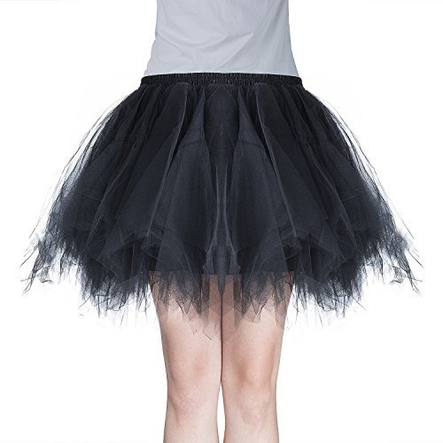 Joeyer Mujer Faldas de Tulle Adultos Mini Falda de Ballet Skirt Princesas Tutú de Tul para Baile Disfraces Fotografía Fiesta Despedida (Black)