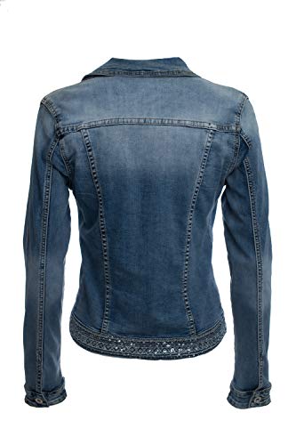 Jophy & Co - Chaqueta corta de jeans para mujer - Chaqueta con bolsillos y terminación con brillantes - Modelo n. JC003 denim S