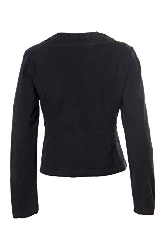 JOPHY & CO. Chaqueta corta de mujer 100% algodón con bolsillos, cremallera, sin cuello (cód. 33120) Negro S