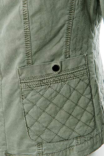 JOPHY & CO. Chaqueta corta de mujer 100% algodón con bolsillos, cremallera, sin cuello (cód. 33120) verde militar S