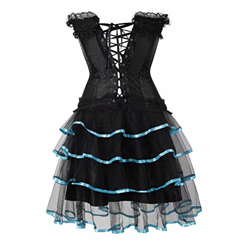 Josamogre Sexy Bustier Corset Vestir Mujer Vestido Tutu Vintage Brocado con Encaje Negro Azul 3XL