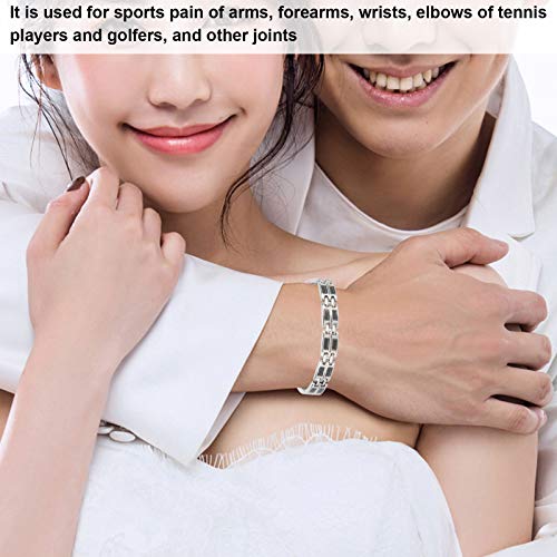 Joyería de Acero Inoxidable para Hombre Pulsera de eslabones de energía magnética para Hombre y Mujer, Pulsera de Fibra de Carbono Plateada Pulsera de Terapia magnética