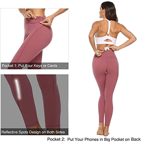 JOYSPELS leggings mujer, pantalones deportivos leggins deportivos largos para mujer Pantalones de yoga leggins deportivos, escalada rosa, S = DE36