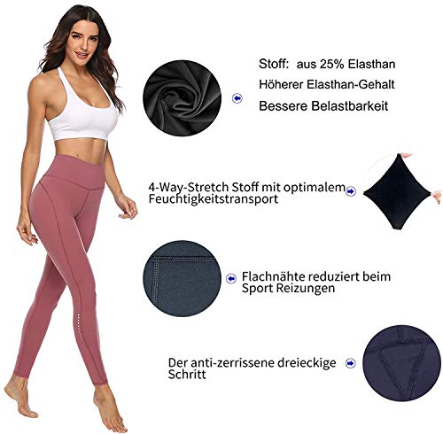 JOYSPELS leggings mujer, pantalones deportivos leggins deportivos largos para mujer Pantalones de yoga leggins deportivos, escalada rosa, S = DE36