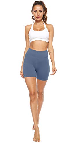 JOYSPELS Shorts Deportivos Pantalones Cortos de Ciclismo para Mujer Leggings Cortos de Cintura Alta, Blue, S