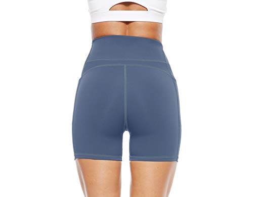 JOYSPELS Shorts Deportivos Pantalones Cortos de Ciclismo para Mujer Leggings Cortos de Cintura Alta, Blue, S