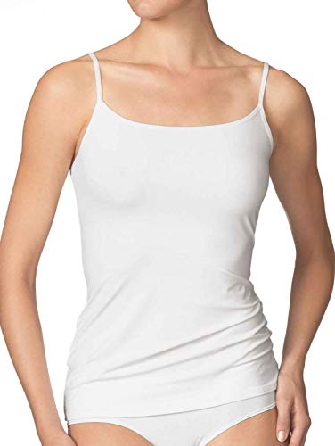 Juego de 2 camisetas interiores para mujer, con o sin encaje, color blanco o negro, con tirantes elásticos de 100% algodón peinado. Blanco, 2 unidades. 44-46