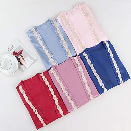 JUNGEN Conjunto de Pijamas de Mujer 5 Piezas Pijamas de Tirantes con Bata y Cortos y Pantalon Largo Ropa de Dormir Ropa de Dormir con Encaje y Diseño Cuello en v para Verano L (Azul Oscuro 2)