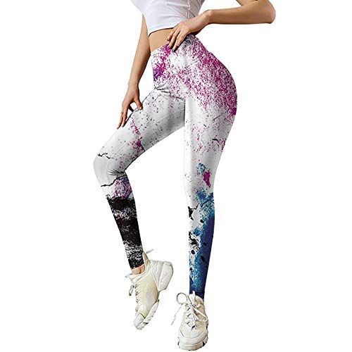 Junjie Mallas de Deporte de Mujer Yoga Cintura Alta ImpresióN De Flores Mariposa Leggins Deportivos Mujer Fitness Casuales Transpirables Mallas