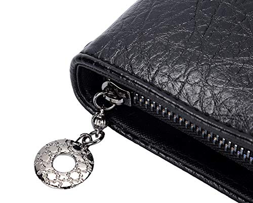 JunNeng - Cartera de piel para mujer, diseño de calavera, color negro