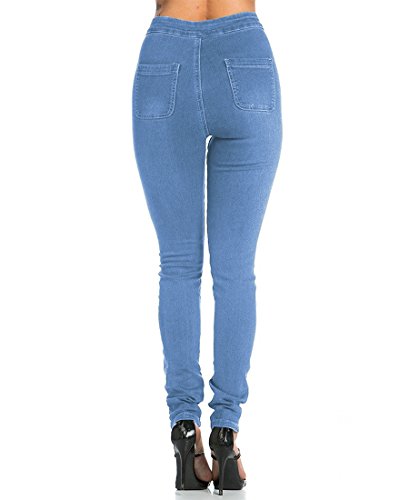 Jyone Pantalones vaqueros con cintura alta para mujer S Azul claro