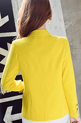 Kaiyei Mujer Otoño Primavera Blazers y Chaquetas Trabajo Oficina Dama Traje Slim Office Blazer Mujer Escudo Amarillo 2XL