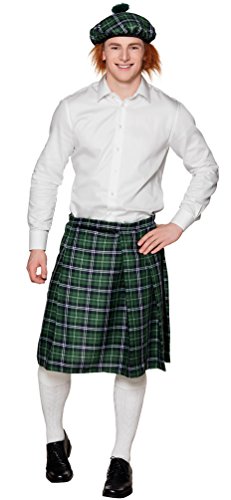 Karneval-Klamotten Disfraz de falda escocesa verde a cuadros para hombre, disfraz de carnaval, talla única