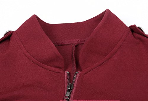 Kate Kasin Chaqueta para Mujer Vino para Otoño Invierno Vintage Militar Cremallera Doble Abotonados L