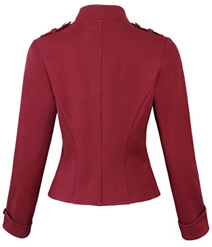 Kate Kasin Chaqueta para Mujer Vino para Otoño Invierno Vintage Militar Cremallera Doble Abotonados L
