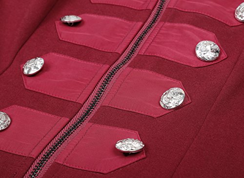 Kate Kasin Chaqueta para Mujer Vino para Otoño Invierno Vintage Militar Cremallera Doble Abotonados L