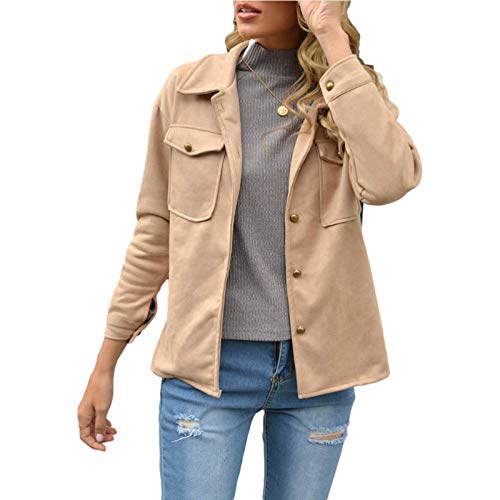 Katenyl Ropa de calle informal de color sólido para mujer Abrigo regular Chaqueta europea y americana de un solo pecho, cálida y cómoda con bolsillos S