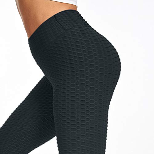 Keepwin Leggins Push Up Mujer Pantalones Cintura Alta Yoga Mallas de Deporte de Mujer Elástico Deportivas Pantalon Mujeres para Running Gym Fitness (Negro, Medium)