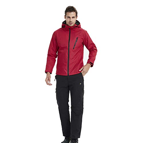 Keerads Softshell con capucha de invierno para chaqueta cortavientos impermeable, cortavientos e impermeable rojo L/XL