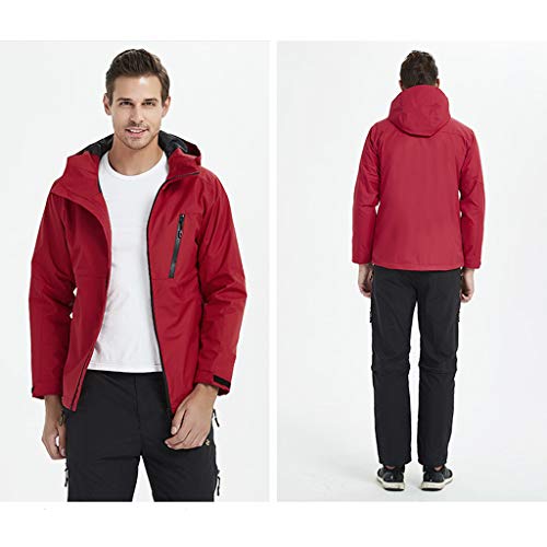 Keerads Softshell con capucha de invierno para chaqueta cortavientos impermeable, cortavientos e impermeable rojo L/XL