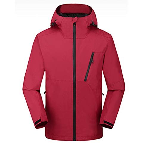 Keerads Softshell con capucha de invierno para chaqueta cortavientos impermeable, cortavientos e impermeable rojo L/XL