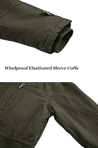 KEFITEVD Chaquetas de invierno para hombres de forro polar Windbeaker a prueba de viento con capucha bombardero chaqueta cargo Abrigos militares con múltiples bolsillos