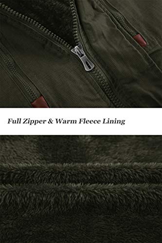 KEFITEVD Chaquetas de invierno para hombres de forro polar Windbeaker a prueba de viento con capucha bombardero chaqueta cargo Abrigos militares con múltiples bolsillos