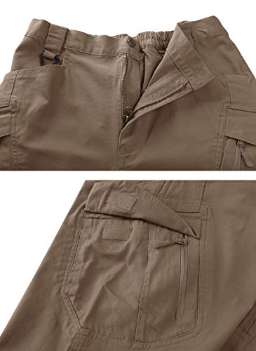 KEFITEVD Pantalones para Exteriores Pantalones Militares para Hombres Pantalones Cargo Pantalones de Trabajo tácticos para Exteriores Marrón 36