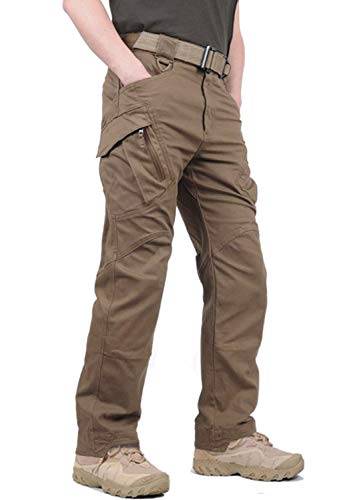 KEFITEVD Pantalones para Exteriores Pantalones Militares para Hombres Pantalones Cargo Pantalones de Trabajo tácticos para Exteriores Marrón 36