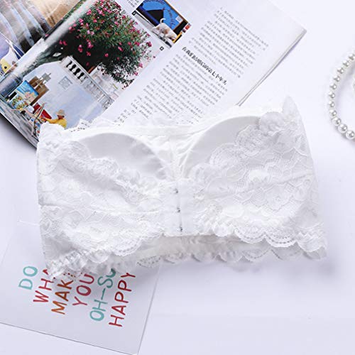 KESYOO 2 Piezas Sujetador Superior de Tubo de Encaje Floral para Mujer Sujetador sin Tirantes Bandeau Sujetadores sin Tirantes Envoltura Elástica sin Costuras (Blanco Y Negro)