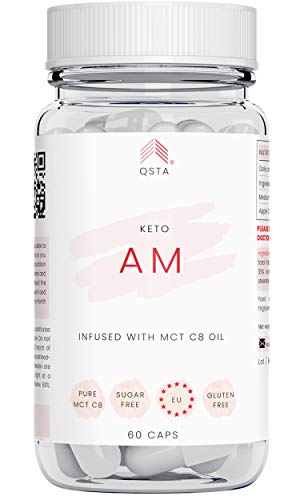 Keto Plus Actives AM (60 CAPS) - Quemagrasas potente y rapido para la dieta keto y low-carb, Quema grasas + Aceite MCT C8 + Vinagre de Sidra Manzana + Recetas Keto Mediterraneo +MEDICOS