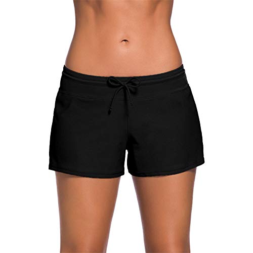 Kfnire Shorts De Natación Mujer, Board Shorts Bañador para Mujer |Cordón Ajustables & Secado Rápido| Cortos De Natación Fondo De Bikini Estilo Boyleg Playa Surf Essential Pantalones Cortos para Mujer