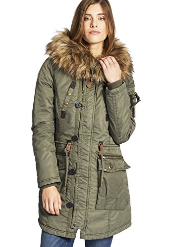 Khujo Halle Abrigo de Invierno Parka para Mujer Verde Oliva S