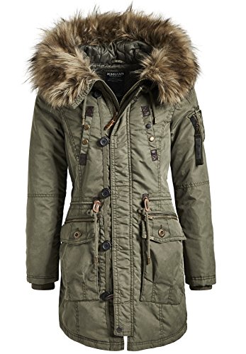 Khujo Halle Abrigo de Invierno Parka para Mujer Verde Oliva S