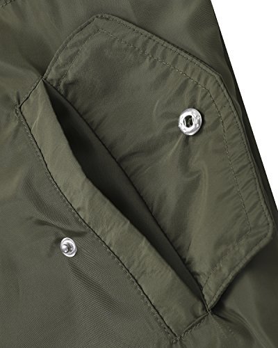 Kidsform Chaqueta Cortavientos para Mujer Ligera Impermeable Informal con Capucha Chaqueta con Bolsillos en la Capucha L-Army Green S