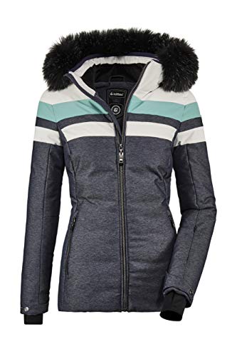 Killtec Chaqueta Atka Wmn acolchada de esquí Jckt D para mujer, con capucha desmontable y paranieves., Mujer, Chaqueta de plumón con capucha desmontable para la nieve, 35689-000, Blanco, 42