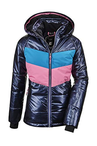 Killtec Fiames Grls Ski Quilted Jckt A - Chaqueta de esquí con capucha y paranieves, Niñas, 35460-000, azul oscuro, 140