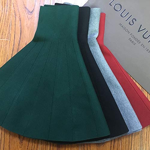 Kilt Falda Escocesa Nuevas Mujeres Falda De Punto Otoño Invierno Sexy Sólido Cintura Alta Faldas Cortas Paraguas Falda Plisada Señoras Minifalda Elástica S Negro