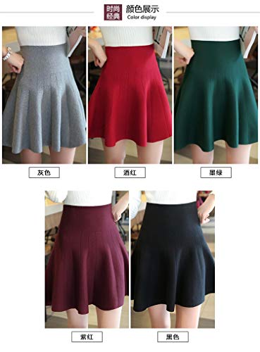 Kilt Falda Escocesa Nuevas Mujeres Falda De Punto Otoño Invierno Sexy Sólido Cintura Alta Faldas Cortas Paraguas Falda Plisada Señoras Minifalda Elástica S Negro