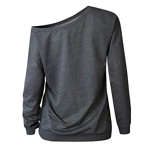 Kneris Mujer Sudadera Manga Larga Casual Cuello Redondo Jersey Suéter