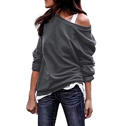 Kneris Mujer Sudadera Manga Larga Casual Cuello Redondo Jersey Suéter