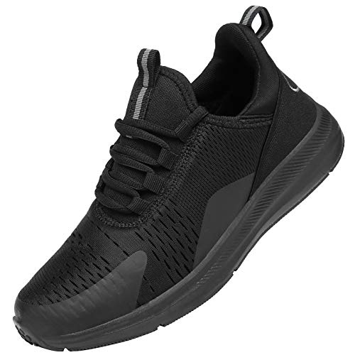 KOUDYEN Zapatillas Running Hombre Mujer Zapatos para Correr y Asfalto Aire Libre y Deportes Calzado Ligero Transpirable Sneaker XZ476-Allblack-EU38