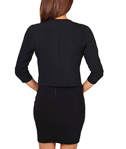 KRISP Bolero Mujer Fiesta Tallas Grandes Torera Chaqueta Corta Boda Elegante Barata Noche Vestir Manga, Negro - (5026), 44 EU (16 UK), 5026-BLK-16