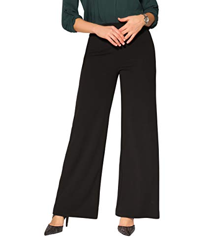 KRISP Pantalones Pernera Ancha Cintura Alta, Negro (3094), 42, 3094-BLK-14