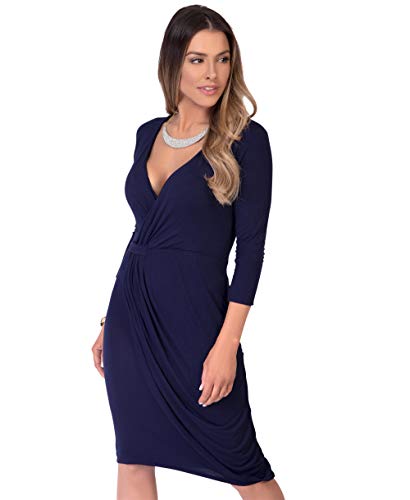KRISP Vestido Moda Mujer Fruncido, Azul Marino (6174), 36, 6174-NVY-08